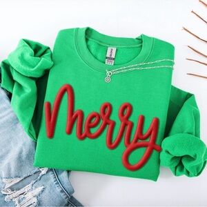 Gildan Green 'Merry' Crew Neck Sweater